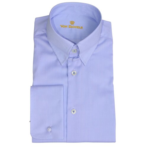 Business-Hemd mit Tabkragen, Doppelmanschette Feine Streifen Hellblau 39