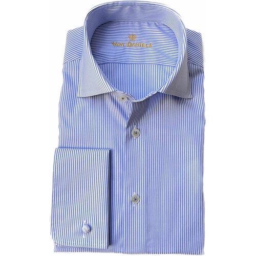 Business-Hemd aus Cotton-Twill mit Doppelm. in Tailor-Fit/ Blau-Wei gestreift